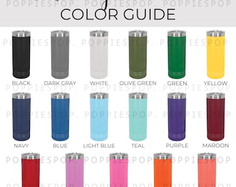 Skinny Tumbler Color Guide, 22oz Tumbler Color Chart, POD Color Chart, Tumbler Mockup Color Chart, Printify Skinny Tumbler, Listing Photo