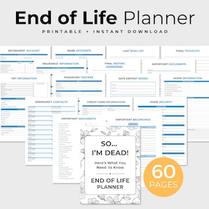 End Of Life Planner Printable, If I Die Binder, Just In Case Binder, Estate Planner, In Case of Emergency, Death Planner, What If Binder