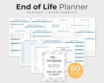 End Of Life Planner Printable, If I Die Binder, Just In Case Binder, Estate Planner, In Case of Emergency, Death Planner, What If Binder