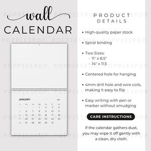 Mockup de calendário de parede, cartão de cuidados com calendário espiral, mockup de calendário suspenso, mockup de calendário quadrado, calendário de parede Printify, modelo de calendário