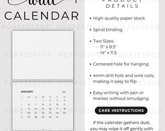 Wall Calendar Mockup, Spiral Calendar Care Card, Hanging Calendar Mockup, Square Calendar Mockup, Printify Wall Calendar, Calendar Template