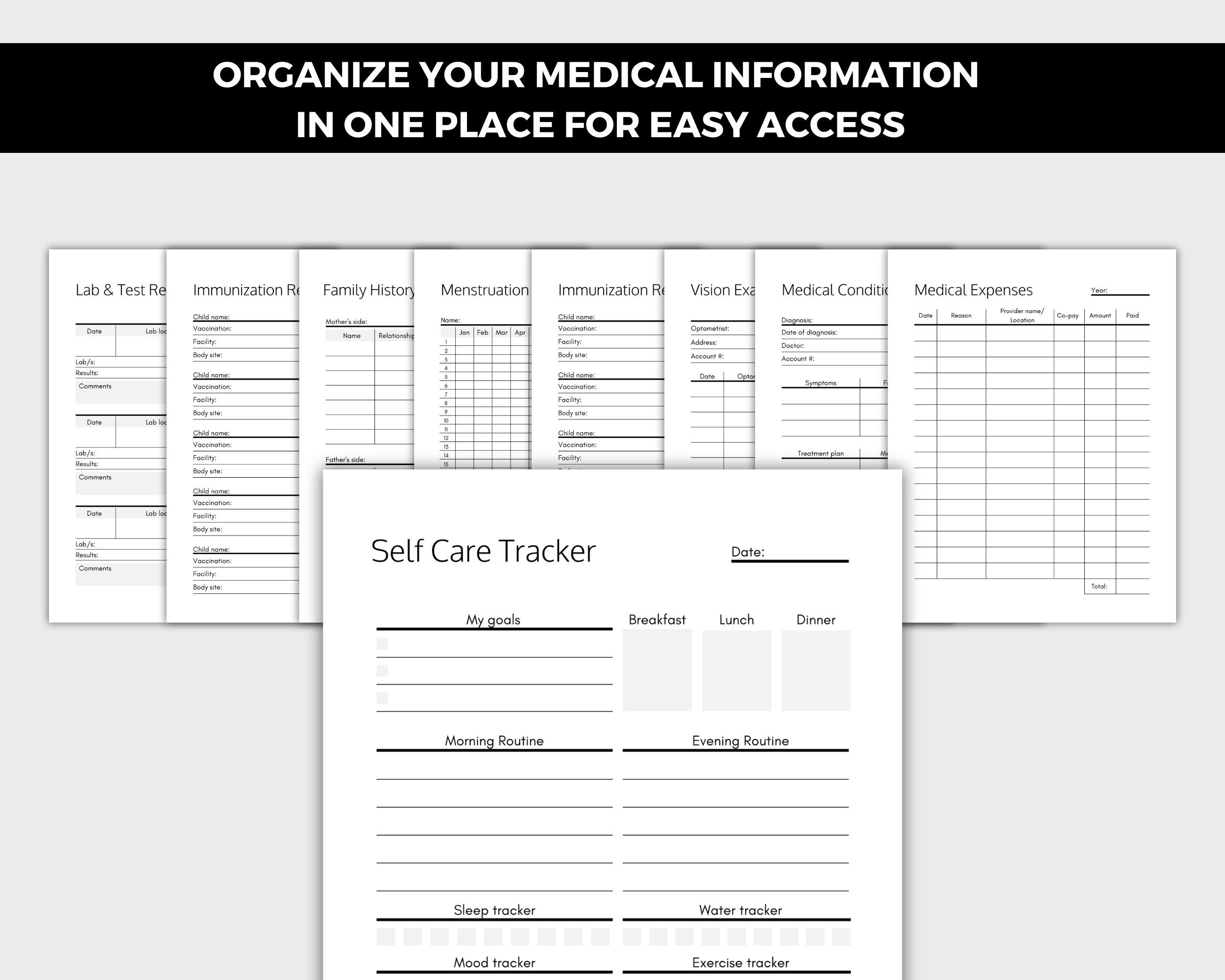 Modern Medical Binder Printable, Medical Planner, Medical Tracker ...