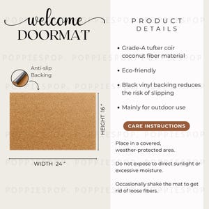 Fußmatte Mockup, Fußmatte Größentabelle, Fußmatte Pflegekarte, Fußmatte Waschanleitung, Printize Fußmatte, Haustür Mockup, Willkommensmatte Mockup