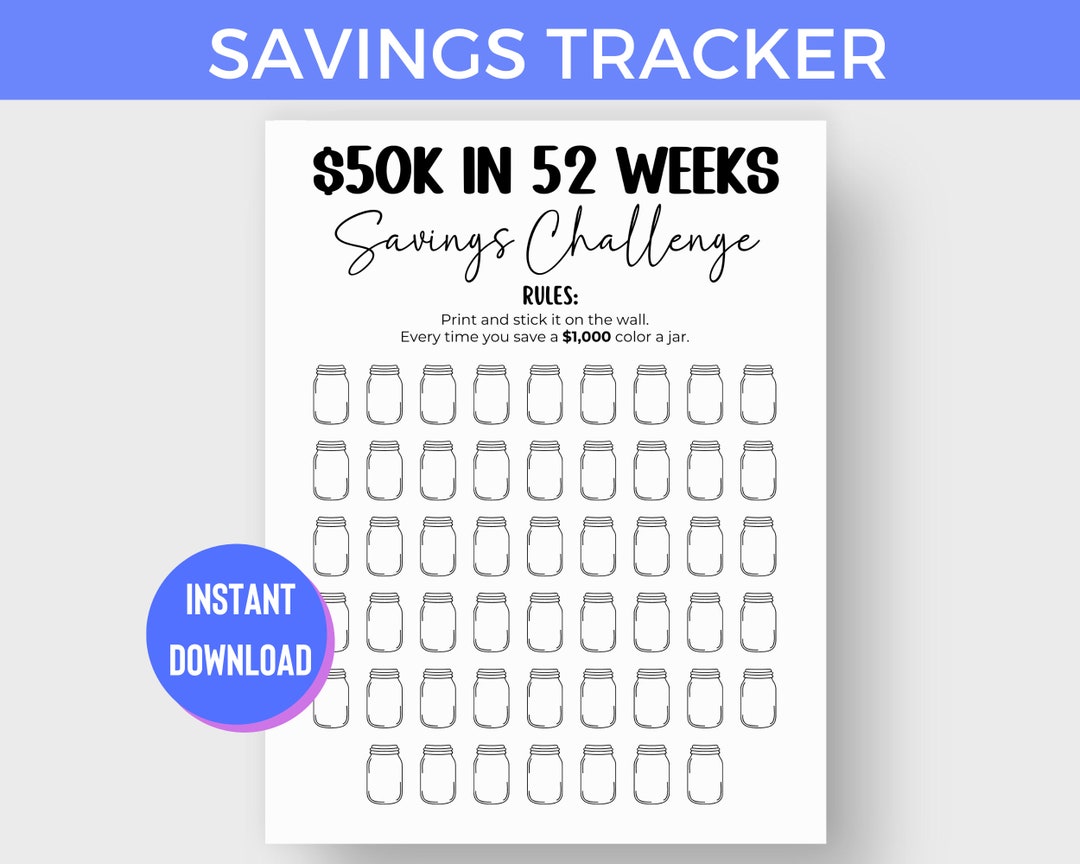 50K Savings Challenge, Money Saving Challenge, Savings Tracker ...