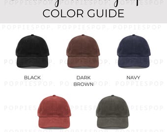 Vintage Corduroy Cap Color Guide, Vintage Hat Color Chart, POD Color Chart, Mockup Color Chart, Printify Vintage Cap, Cap Mockup, Hat Mockup