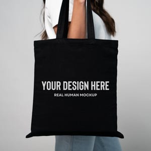 Black Tote Bag Mockup, Tote Bag Mockup, Customizable Tote Bag Mockup, Liberty Tote Bag Mockup, Printify Tote Bag, Real Model Tote Bag Mockup