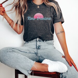 New Orleans Vintage Sunset T-Shirt Minimal Unisex Graphic Tee trendy retro beach