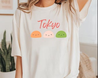 TokyoT-shirt trendy minimalistisch uniseks T-shirt met print Cool Fun Travel Japan Mochi