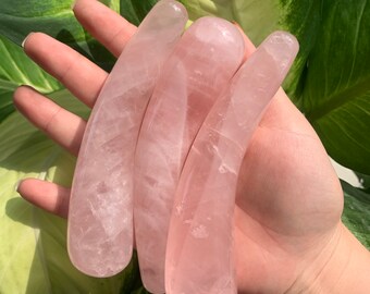 Un cadeau pour les débutants ! Petite baguette magique en quartz rose, quartz clair, bâton de massage en quartz rose naturel, quartz, soin Reiki, sculpture en cristal