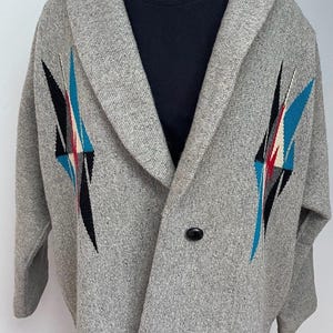 Vintage Ortega's 100% Wool Chimayo Coat Gray, Blue, White, Szl - Etsy