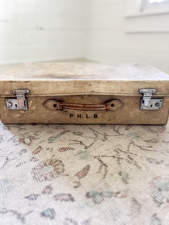 Antique French Monogrammed Pigskin Briefcase