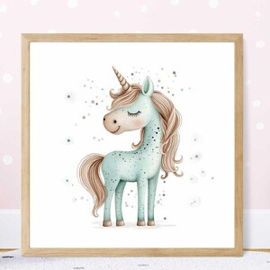 Set of two Pastel Unicorn Wall Art, magical unicorn, Nursery Decor, Girl bedroom Wall Art, Whimsical Unicorn, Kids room decoration
