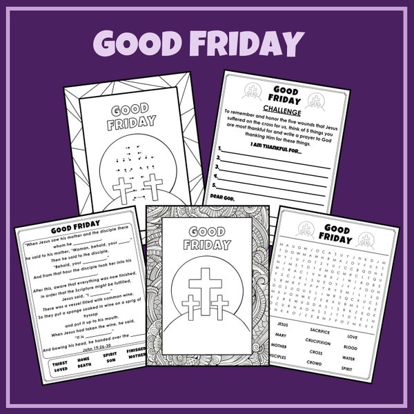 Good Friday Activities - Printable Activities for Holy Week - PDF Download Coloring Pages and Activity Sheets - Easter Triduum