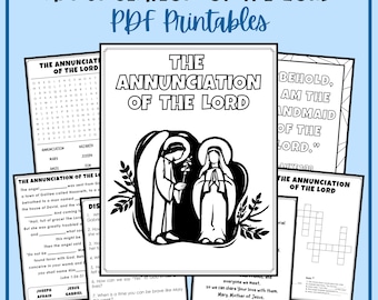 Annunciation of the Lord Birth of Jesus Kids Printable Activities Coloring Crossword Word Search March Marian Feast Day Catholic Homeschool