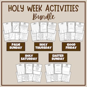 Holy Week Activities Bundle Palm Sunday Holy Thursday Good Friday Holy Saturday Easter Sunday Triduum Passion Catholic Kids Coloring Prints