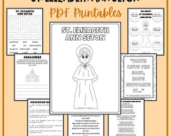 Actividades para niños para la festividad de Santa Isabel Ana Seton: imprimibles, fichas católicas, páginas para colorear, sopa de letras, catecismo de educación religiosa