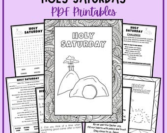 Holy Saturday Lent Holy Week Triduum Easter Kids' Activities Coloring Pages Word Search Printables Religious Education Homeschool Catechism