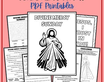 Divine Mercy Sunday Kids Printable Activities Coloring Page Word Search Prayer Easter April Feast Mass Catholic Homeschool Catechism Liturgy