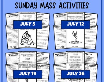 July Sunday Mass Guide Catholic Kids Gospel Activities Coloring Pages Printable Word Search Prayer Worksheet Homeschool Catechism Religious