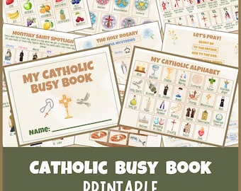 Catholic Busy Book Printable Activities for Kids Homeschool Religious Education Catechism