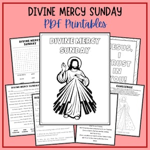 Domingo de la Divina Misericordia Santa Faustina Kowalska Actividades imprimibles para niños Página para colorear Sopa de letras Fiesta de abril Misa Catecismo para la educación en el hogar católico