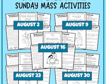 August Sunday Mass Guide Catholic Kids Gospel Activities Coloring Page Printable Word Search Faith Formation Homeschool Catechism Religious