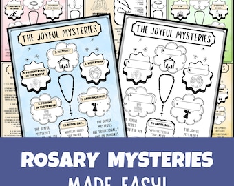 Rosary Mysteries Joyful Sorrowful Glorious Luminous Kids Printable Coloring Pages Prayer Catholic Study Guide Activities Religious Education