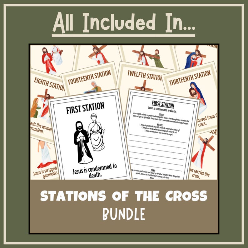 Stations of the Cross Coloring Banner Cards Kids Printable Lent ...