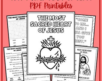 Most Sacred Heart of Jesus Kids Catholic Feast Day Solemnity Mass Liturgy Printable Activity Coloring Word Search June Homeschool Catechism
