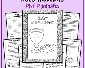 Holy Thursday Lent Holy Week Triduum Easter Kids' Activities Coloring Pages Word Search Printables Religious Education Homeschool Catechism