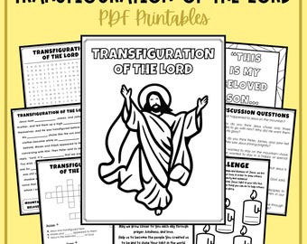 Transfiguration of Jesus Kids Printable August Feast Day Activities and Coloring Page Catholic Catechism Religious Education Faith Formation