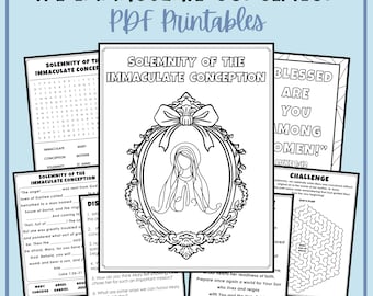 Immaculate Conception Kids Printable Activities Coloring Pages Word Search Prayer December Solemnity Feast Catholic Homeschool Catechism