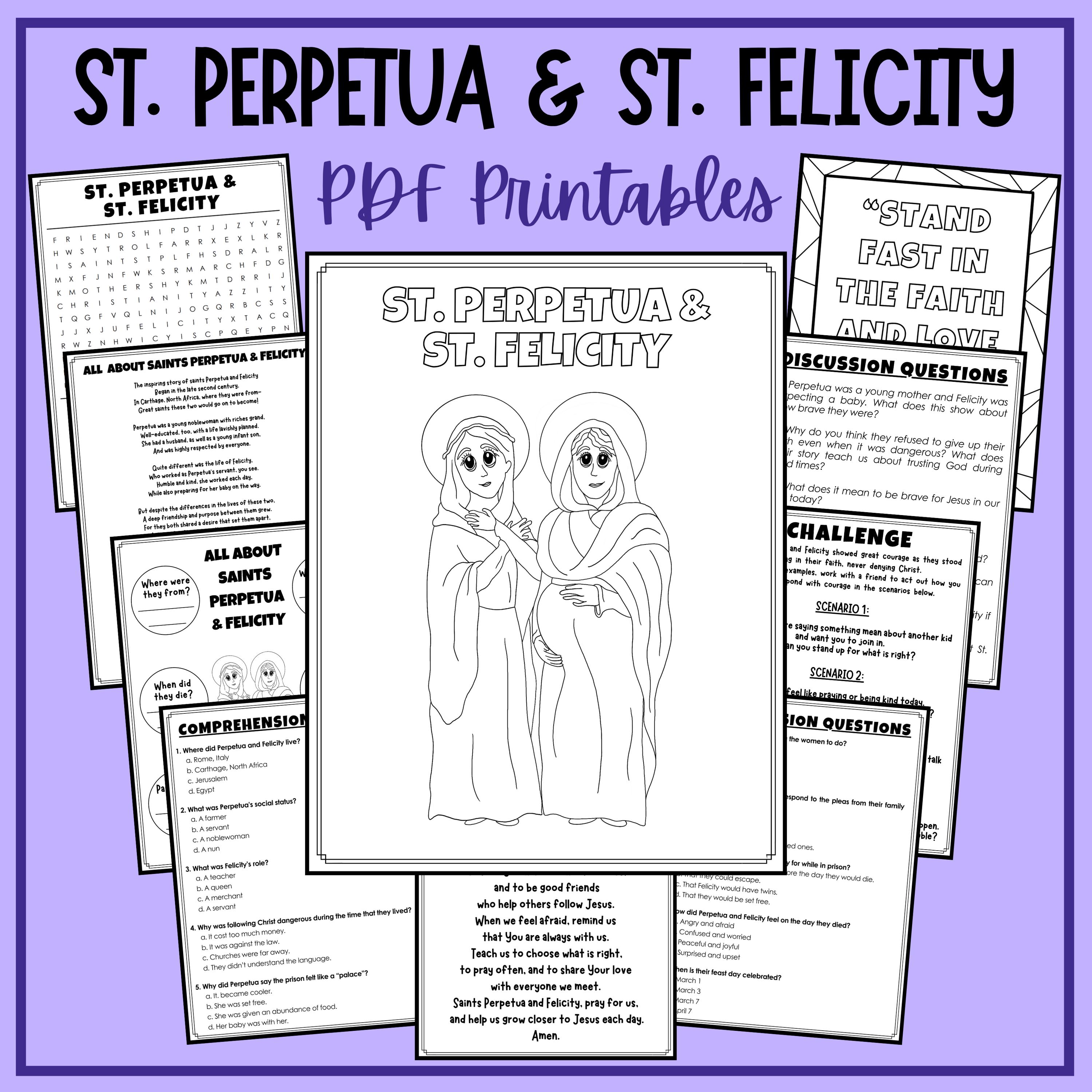 Saints Perpetua & Felicity Feast Day Kids Activities Printable…