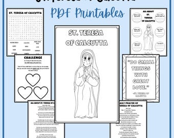 St. Teresa of Calcutta Feast Day Printable, Mother Teresa Kids Activities | Catholic Coloring Pages Word Search Poem Lesson Digital Download