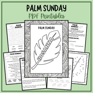 Paquete de actividades de Semana Santa Domingo de Ramos Jueves Santo Viernes Santo Sábado Santo Domingo de Pascua Triduo Pasión Láminas para colorear católicas para niños imagen 2