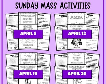 April Catholic Kids Sunday Mass Guide Easter Gospel Activities Coloring Printable Word Search Prayer Worksheet Homeschool Catechism Religion