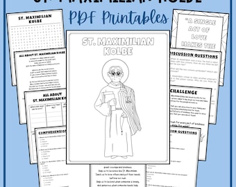 St. Maximilian Kolbe Feast Day Kids Activities Printables Catholic Worksheets Mass Coloring Pages Word Search August Religious Education