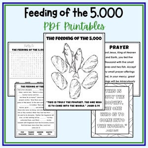 Feeding of the 5,000 Printable Kids Activities Coloring Pages Word Search Miracle of the Loaves and Fishes | Jesus Feeds the Five Thousand