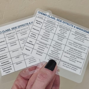 Chemo drugs and side effects badge card foe nurses, Oncology nursing badge buddy, infusion chemo pocket guide reference sheet