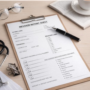 Oncology Chemo Report Sheet, Chemotherapy Brain reference, Infusion nurse