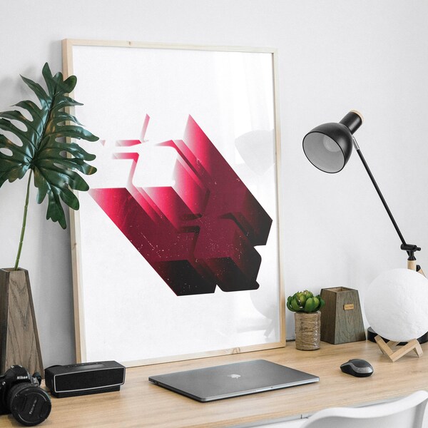 The Letter 'K' Illustrated Wall Art, Digital Print, Abstract Art