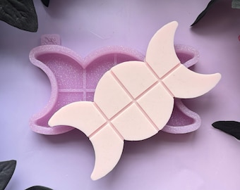 Triple Moon Silicone Mold: Pagan Wiccan Wax Melt Snap Bar