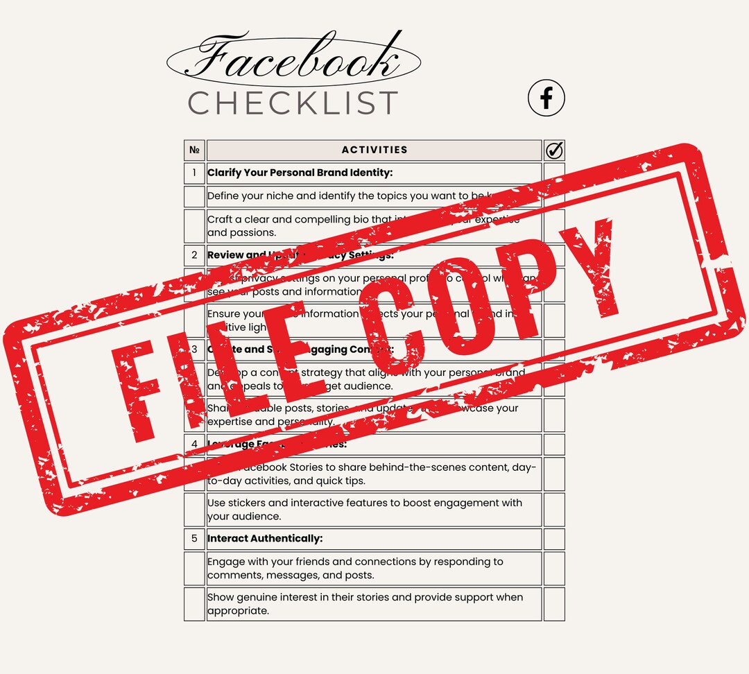 Getting Started With Facebook Checklist - Etsy