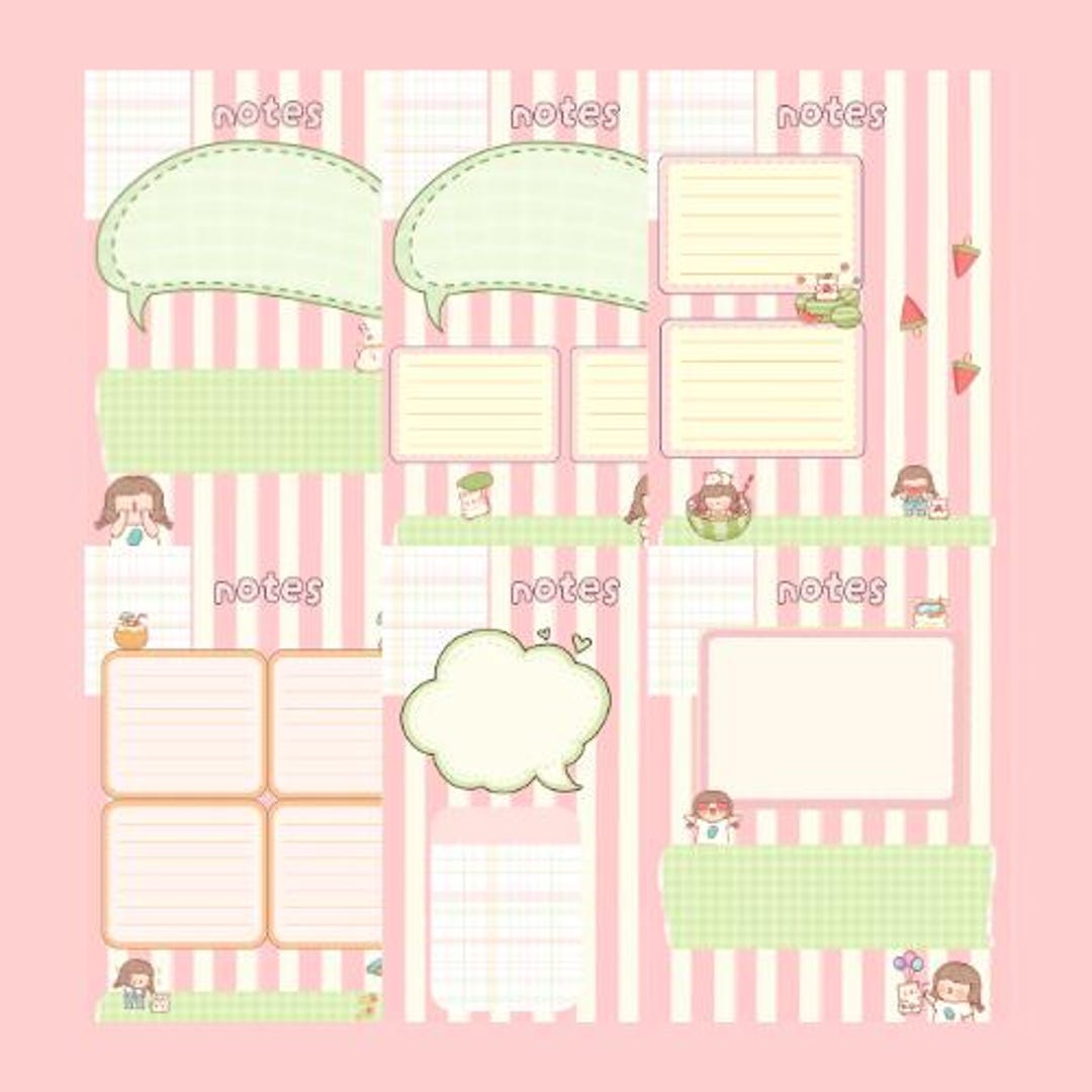 Grils Short Notes Girly Note-taking Pages | Digital Download | Set of 6 Printable ...