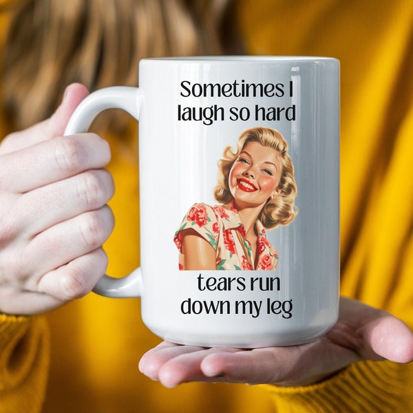 Retro Sassy Mug; Funny Coffee Cup; Humorous Housewife Tea Lover Gift; Present for Female, Wife or Girlfriend; Best Friend Humor; Pinup Style