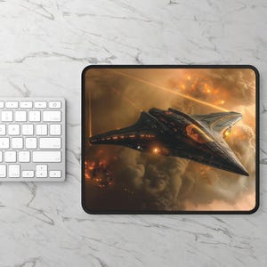 Starfighter Sci-fi Gaming Mouse Pad, Future Jet Fighter Design, Space Battle Desk Mat, Gamer Gift, Custom Mousepad for Gamers