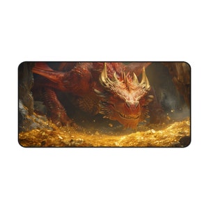 Tapete de mesa para jogos de fantasia Red Dragon's Hoard, Dragon, Magic Playmat, TCG Playmat, MTG Playmat, jogo de mesa RPG Play Mat, presentes para jogadores