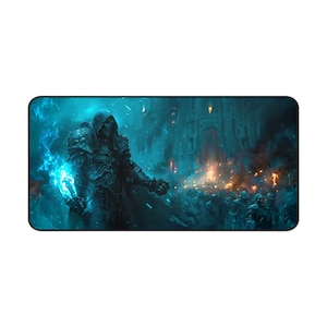 Tappetino da gioco Azure Negromancer, Orda di non morti, Tappetino magico, Tappetino TCG, Tappetino MTG, Tappetino da gioco RPG da tavolo, Regali per i giocatori