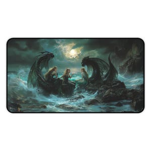 Fantasy Sirenengesang Schreibtischmatte, Mythologie Sailor's Fate Spielmatte, Horror Krabbeldecke, Bürodeko, Geschenk für Gamer
