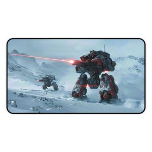 Sci-Fi Tundra Walkers Mech Playmat, Gaming Pad, Sci-Fi Game Mat, Ice Mecha Game Accessory, Desk Mat for Gamers